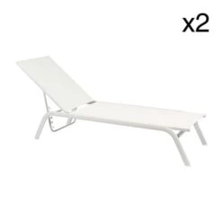 Lot De 2 Chaises Longues Pliables Blanches