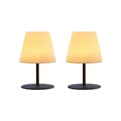 Lot De 2 Lampes De Table Sans Fil LED Acier Gris H16CM