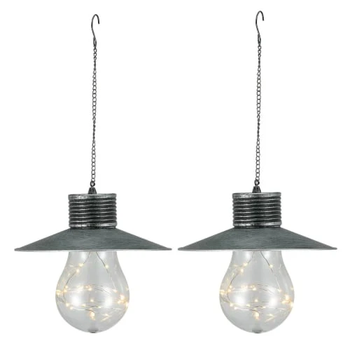 Lot De 2 Suspensions Solaires Métal Transparent H40cm