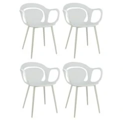Lot De 4 Fauteuils De Table Blanc Mat