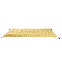 Matelas De Sol En Coton Jaune Motifs Graphiques Blancs 90x190
