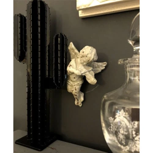 Mini Cactus De Jardin 2 Branches En Aluminium Noir H30cm – Image 2