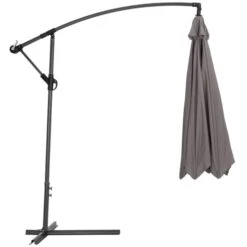 Parasol 350 Cm Avec Housse De Protection Gris