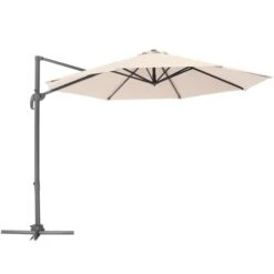 Parasol DARIA 300 Cm Avec Pied Déporté Et Housse De Protection Beige