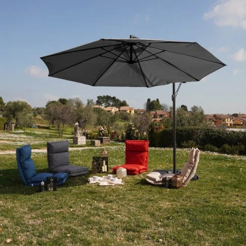 Parasol Déporté 3x3 M En Acier Et Polyester Gris – Image 2