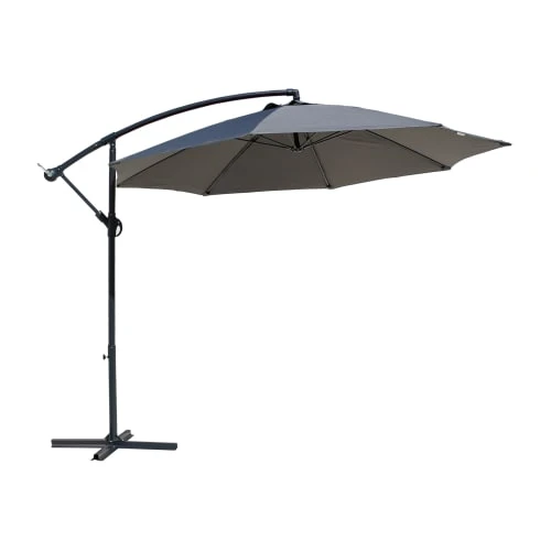 Parasol Déporté 3x3 M En Acier Et Polyester Gris