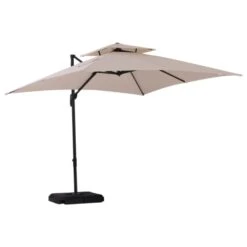 OUTSUNNY Parasol Déporté Double Toit Inclinable Pivotant Lestage Inclus