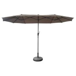 Parasol Double Ovale 2x4m En Acier Et Toile Taupe