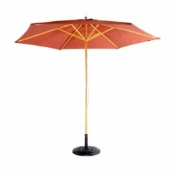 Parasol Droit Rond 3m Terracotta Mât Central En Bois