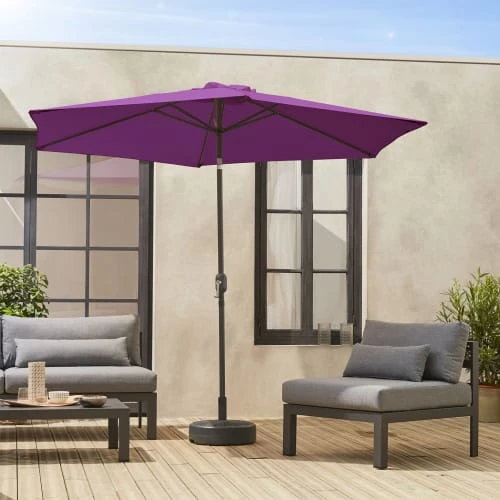 Parasol Droit Rond Prune En Aluminium Avec Mât Central 3m De Diamètre – Image 2
