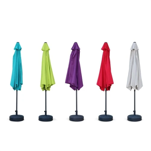 Parasol Droit Rond Prune En Aluminium Avec Mât Central 3m De Diamètre – Image 5