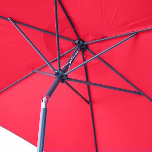 Parasol Droit Rond Rouge En Aluminium Avec Mât Central 3m De Diamètre – Image 6