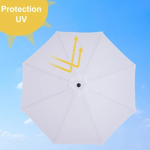 OUTSUNNY Parasol En Aluminium Rond Inclinable Blanc – Image 5