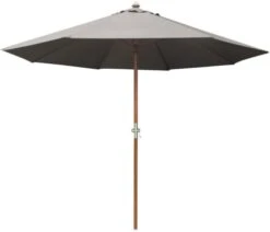 Parasol En Bois 350 Cm Avec Manivelle June Gris