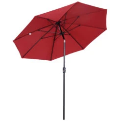 OUTSUNNY Parasol Inclinable Rouge