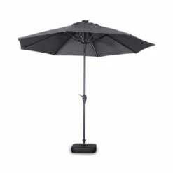 Parasol LED Droit Rond En Aluminium Gris D2,7m