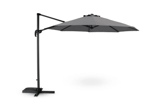 Parasol Suspendu Structure Anthracite Et Tissu Blanc 3m De Diamètre