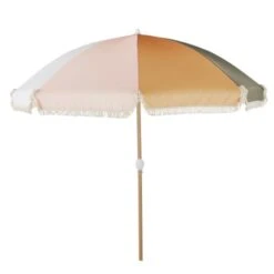 Parasol Vintage 2x2m En Toile Vert Kaki, Orange, Beige Et Rose