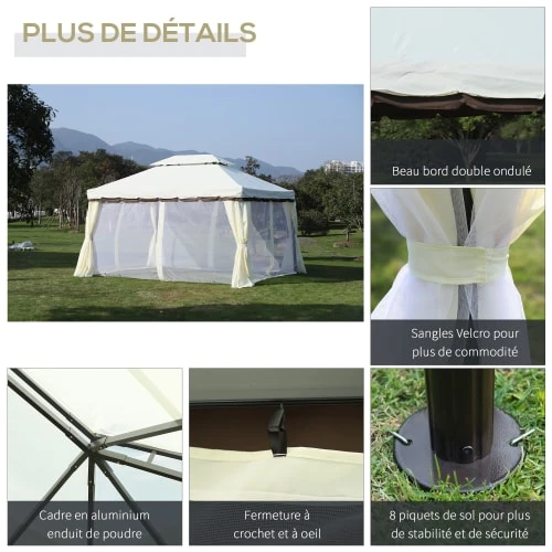 OUTSUNNY Pavillon De Jardin 3,9L X 2,9l X 2,8H M – Image 6