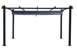 Pergola Auto-portée 3 X 4 M Avec Toile Rétractable Grise