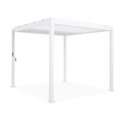Pergola Bioclimatique Blanc, 3x3m, Aluminium