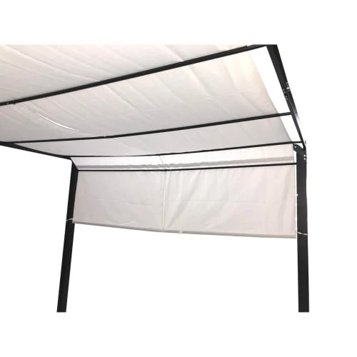 Pergola Rétractable 3 X 4 M En Tissu Polyester Noir Et Blanc – Image 5