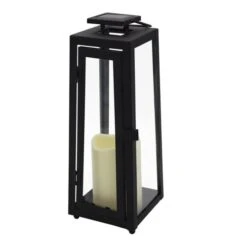 Photophore Solaire Chic Acier Noir H36cm