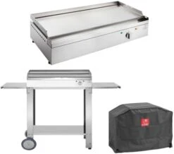 Planet Plancha électrique En Inox Chef 80 Cm Avec Chariot Ouvert + Housse