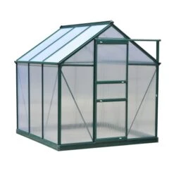 OUTSUNNY Serre De Jardin Polycarbonate Alu. Vert