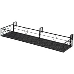 OUTSUNNY Support De Pot De Fleurs Jardinière Suspendu Réglable Métal Noir