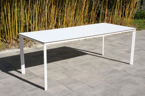 Table De Jardin 8 Places En Aluminium Laqué Et Peinture Epoxy Blanc – Image 2