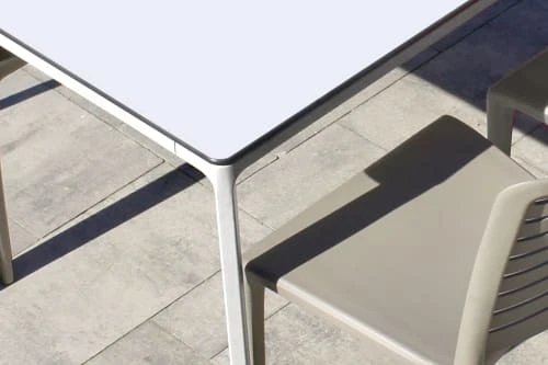 Table De Jardin 8 Places En Aluminium Laqué Et Peinture Epoxy Blanc – Image 5