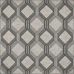 Tapis Carré Extérieur Motif Géométrique Gris Et Anthracite - 200x200