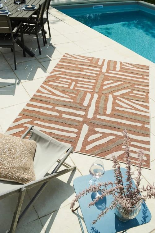 Tapis Extérieur Rayé Orange Et Gris - 160x230 – Image 3