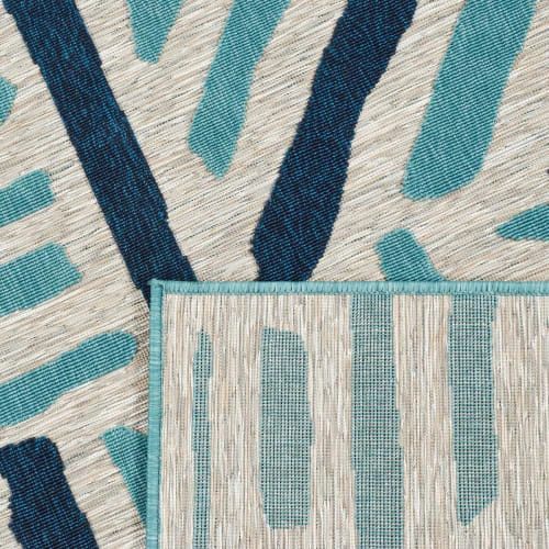 Tapis Petite Taille Extérieur Rayé Bleu Et Gris - 70x140 – Image 4