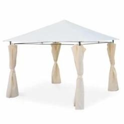 Tonnelle 3x3m Avec Rideaux Couleur Naturelle