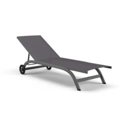 Transat Inclinable En Textilène Gris Anthracite