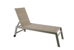 Transats à Roulettes Aluminium Et Texaline Taupe