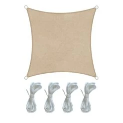 Voile D'ombrage Carré 3,6x3,6 M En Polyéthylène Beige