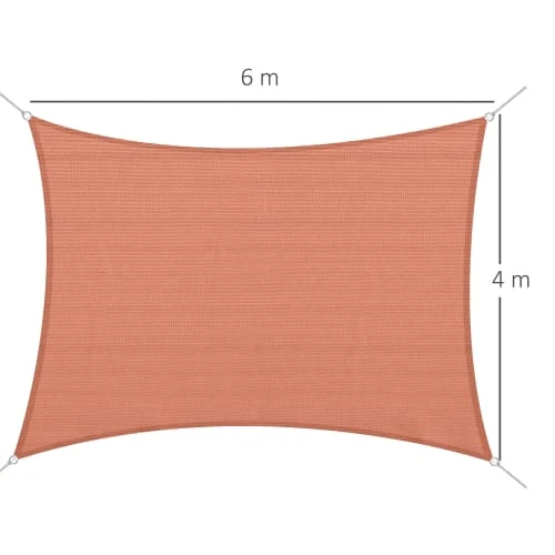 HOMCOM Voile D'ombrage Rectangulaire 4 X 6 M Brique Terracotta – Image 3
