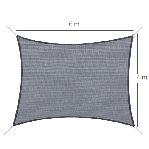 OUTSUNNY Voile D'ombrage Rectangulaire 6L X 4l M Gris – Image 3
