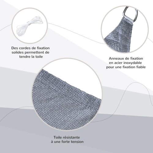 OUTSUNNY Voile D'ombrage Rectangulaire 6L X 4l M Gris – Image 5